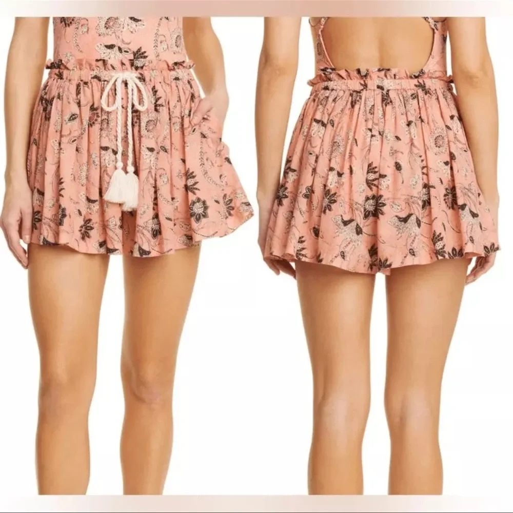 Ulla Johnson Women's Paloma‎ Tie Waist Shorts Floral Cotton Blend Size Large